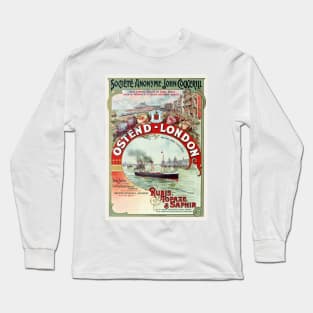 Ostend - London Belgium Vintage Poster 1900 Long Sleeve T-Shirt